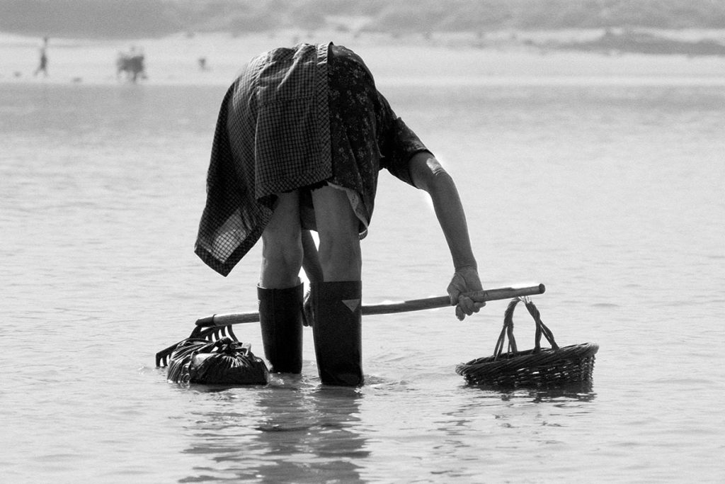 mariscadora espalda playa cesta recoleccion anna turbau fotografia documental 1